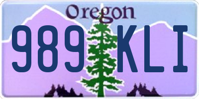 OR license plate 989KLI