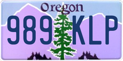 OR license plate 989KLP