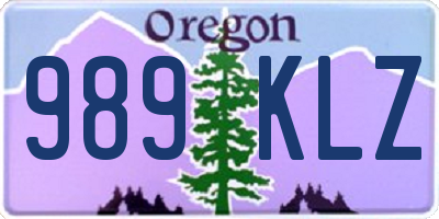 OR license plate 989KLZ