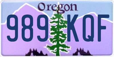 OR license plate 989KQF