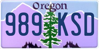 OR license plate 989KSD