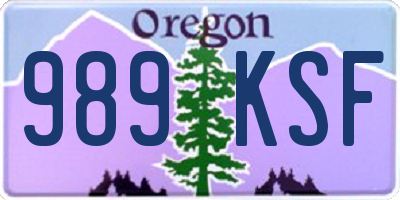 OR license plate 989KSF