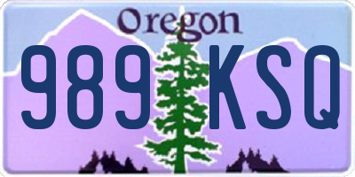 OR license plate 989KSQ