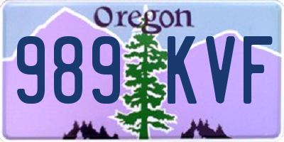 OR license plate 989KVF