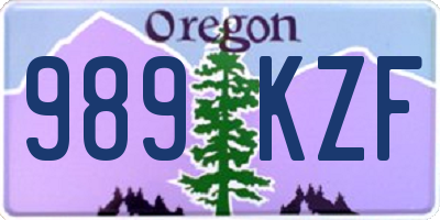 OR license plate 989KZF