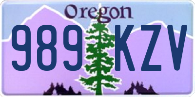 OR license plate 989KZV