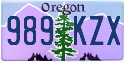 OR license plate 989KZX