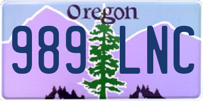 OR license plate 989LNC