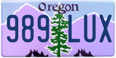OR license plate 989LUX