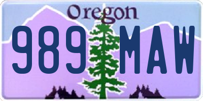 OR license plate 989MAW