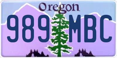 OR license plate 989MBC