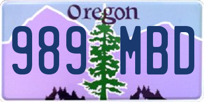 OR license plate 989MBD