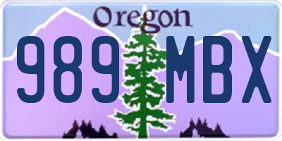 OR license plate 989MBX