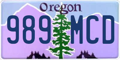 OR license plate 989MCD