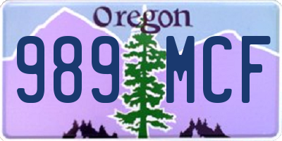OR license plate 989MCF