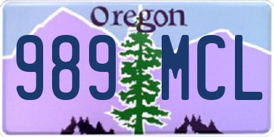 OR license plate 989MCL