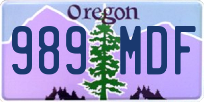 OR license plate 989MDF