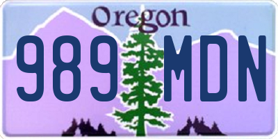 OR license plate 989MDN