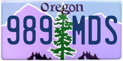 OR license plate 989MDS