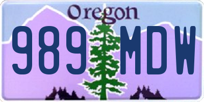 OR license plate 989MDW