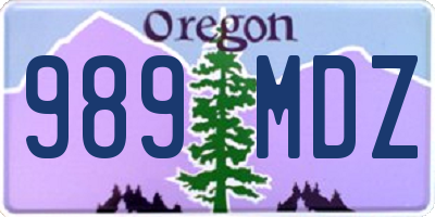 OR license plate 989MDZ