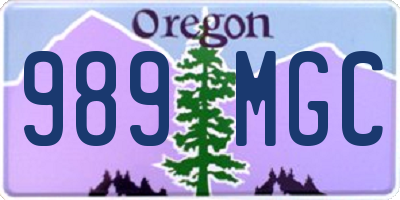 OR license plate 989MGC