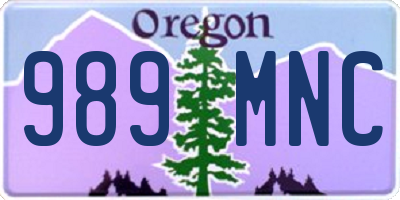 OR license plate 989MNC