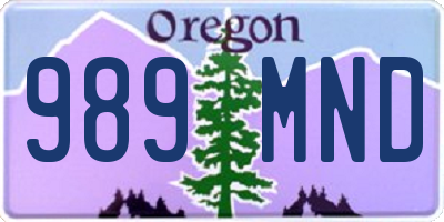 OR license plate 989MND