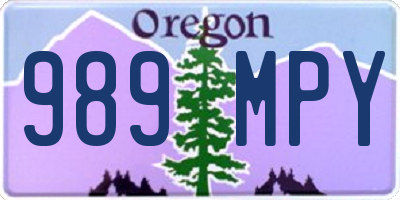 OR license plate 989MPY