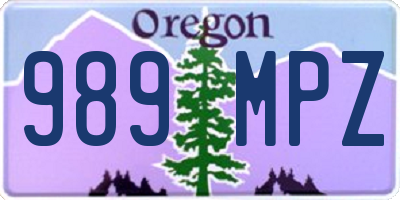 OR license plate 989MPZ