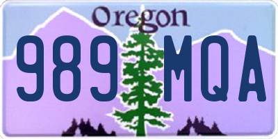 OR license plate 989MQA