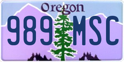 OR license plate 989MSC