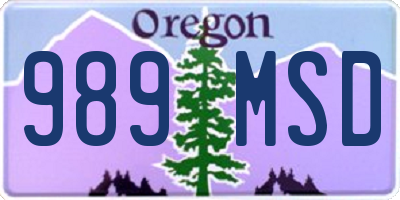 OR license plate 989MSD