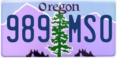 OR license plate 989MSO