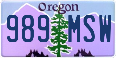 OR license plate 989MSW