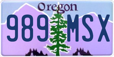 OR license plate 989MSX