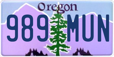 OR license plate 989MUN