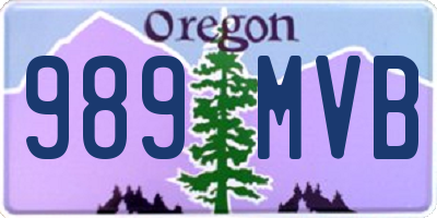 OR license plate 989MVB