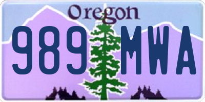 OR license plate 989MWA