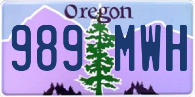 OR license plate 989MWH