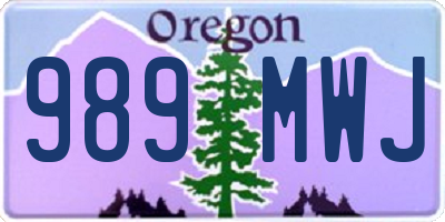 OR license plate 989MWJ