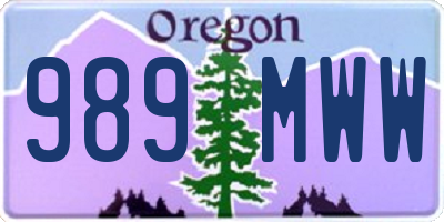 OR license plate 989MWW