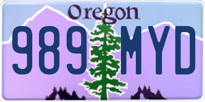 OR license plate 989MYD