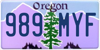 OR license plate 989MYF