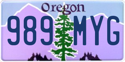 OR license plate 989MYG