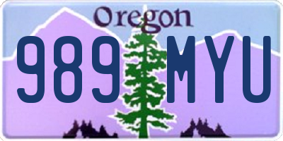 OR license plate 989MYU