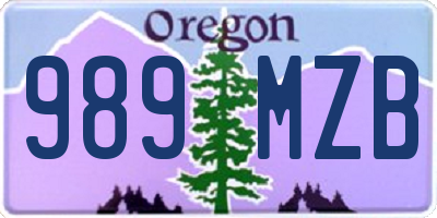 OR license plate 989MZB