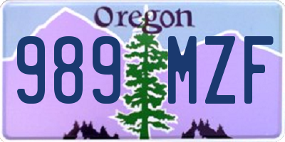 OR license plate 989MZF