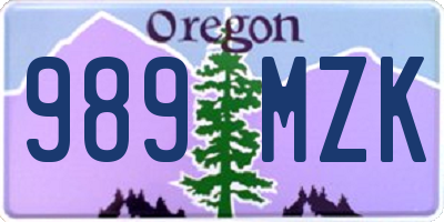 OR license plate 989MZK