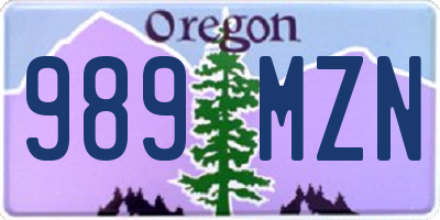 OR license plate 989MZN